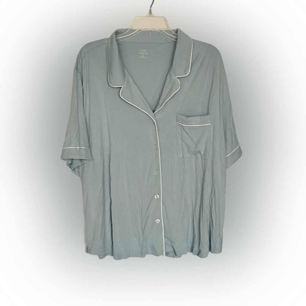 Cozy Earth Bamboo Stretch-Knit Pajama Set Shortsleeve W Short Size XXL NWT Blue